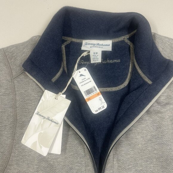 Tommy Bahama Men’s Small Reversible Vest Flipshore Full Zip Blue Gray Rockshade - Picture 3 of 10